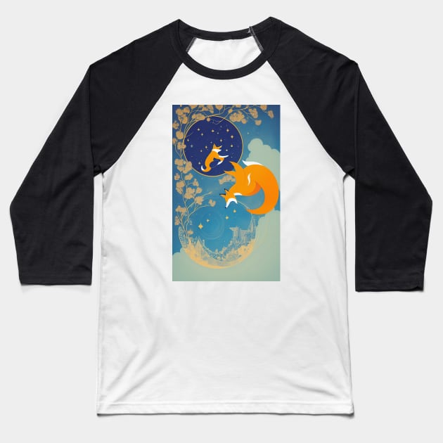 Flower Floral Fox Yoga Beauty Baseball T-Shirt by ShopSunday